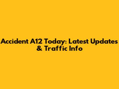 Accident A12 Today: Latest Updates & Traffic Info