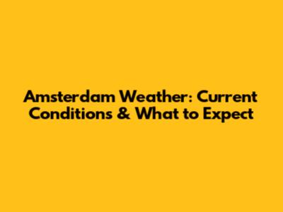 Amsterdam Weather: Current Conditions & What to Expect