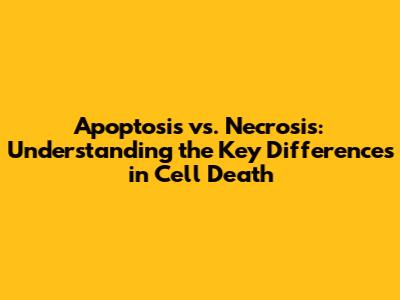 Apoptosis vs. Necrosis: Understanding the Key Differences in Cell Death
