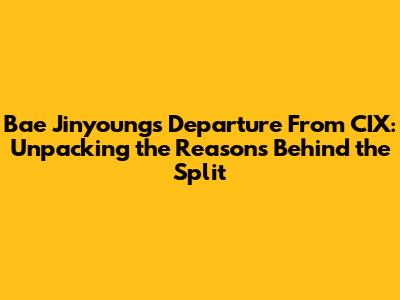 Bae Jinyoung's Departure From CIX: Unpacking the Reasons Behind the Split