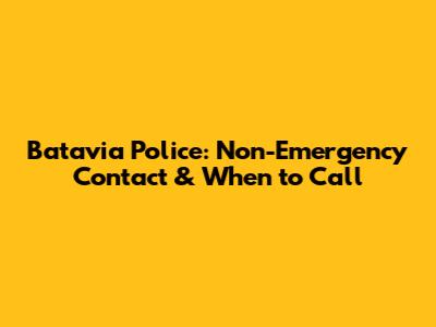 Batavia Police: Non-Emergency Contact & When to Call