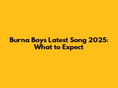 Burna Boy's Latest Song 2025: What to Expect