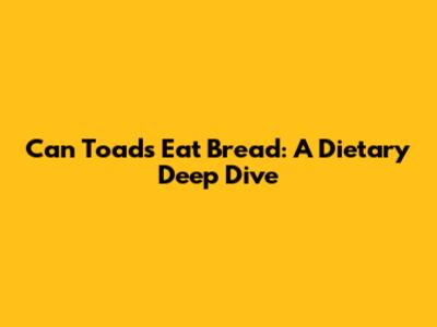 Can Toads Eat Bread: A Dietary Deep Dive