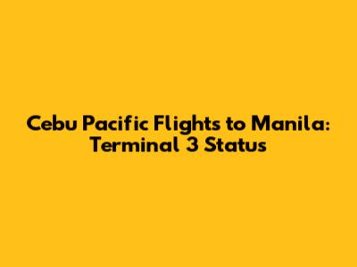 Cebu Pacific Flights to Manila: Terminal 3 Status