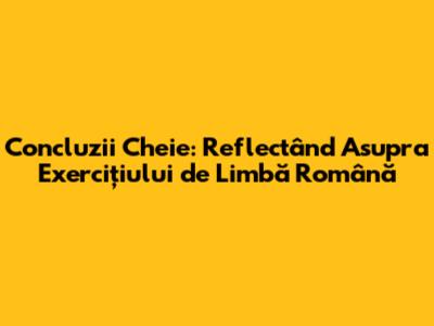 Concluzii Cheie: Reflectând Asupra Exercițiului de Limbă Română