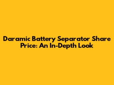 Daramic Battery Separator Share Price: An In-Depth Look