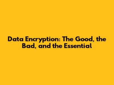 Data Encryption: The Good, the Bad, and the Essential