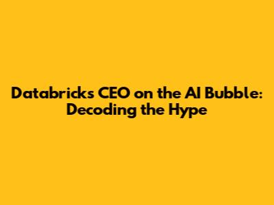 Databricks CEO on the AI Bubble: Decoding the Hype