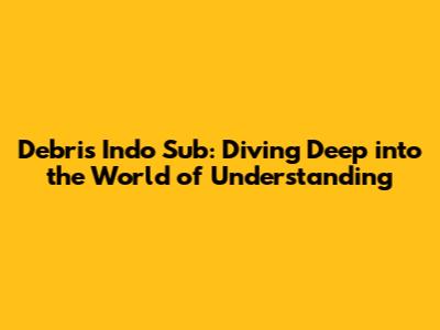 Debris Indo Sub: Diving Deep into the World of Understanding