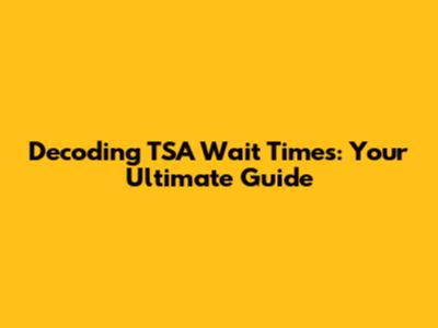 Decoding TSA Wait Times: Your Ultimate Guide