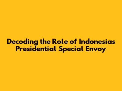 Decoding the Role of Indonesia's Presidential Special Envoy