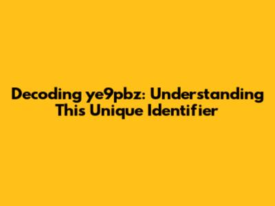 Decoding ye9pbz: Understanding This Unique Identifier