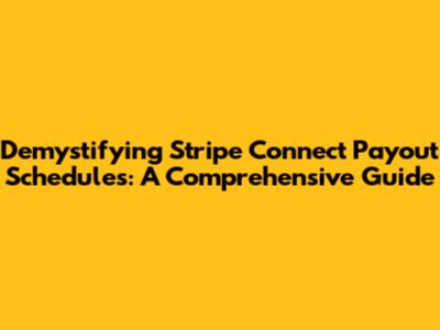 Demystifying Stripe Connect Payout Schedules: A Comprehensive Guide