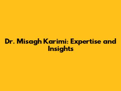 Dr. Misagh Karimi: Expertise and Insights