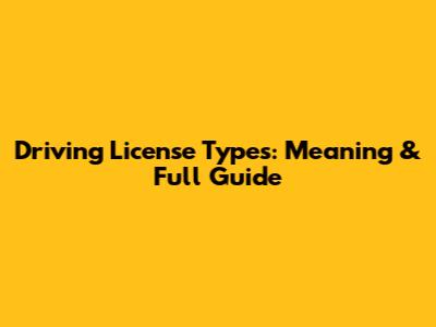 Driving License Types: Meaning & Full Guide