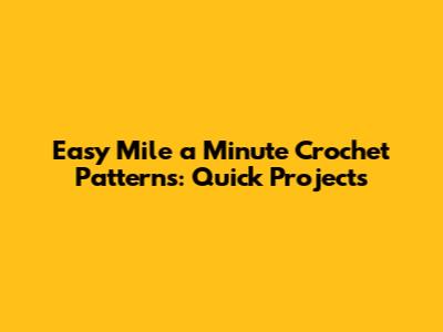 Easy Mile a Minute Crochet Patterns: Quick Projects