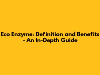 Eco Enzyme: Definition and Benefits - An In-Depth Guide