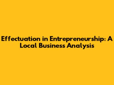 Effectuation in Entrepreneurship: A Local Business Analysis