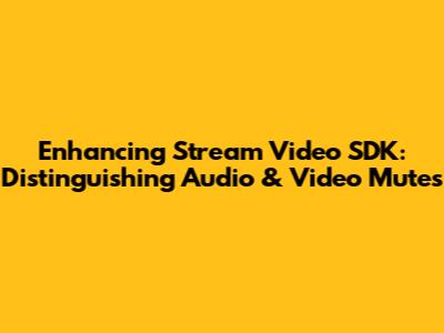 Enhancing Stream Video SDK: Distinguishing Audio & Video Mutes