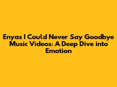 Enya's 'I Could Never Say Goodbye' Music Videos: A Deep Dive into Emotion