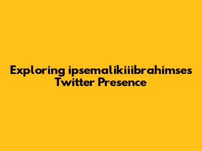 Exploring ipsemalikiiibrahimse's Twitter Presence