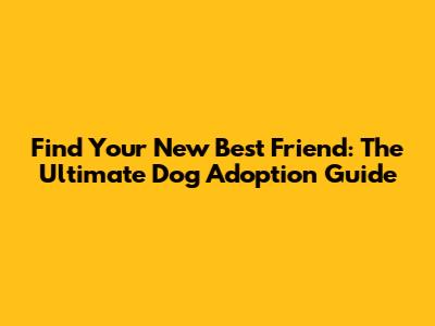 Find Your New Best Friend: The Ultimate Dog Adoption Guide