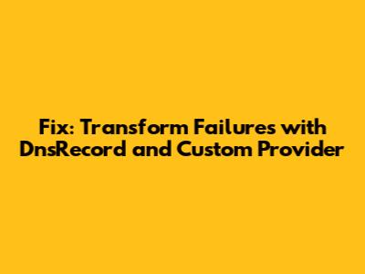 Fix: Transform Failures with DnsRecord and Custom Provider