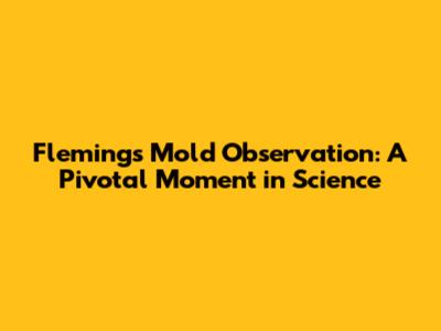 Fleming's Mold Observation: A Pivotal Moment in Science