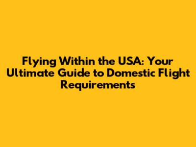 Flying Within the USA: Your Ultimate Guide to Domestic Flight Requirements