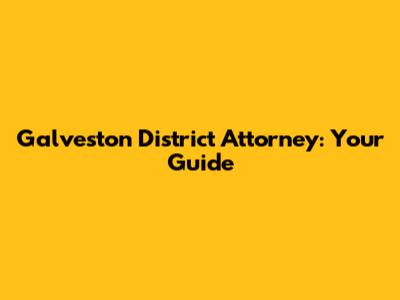 Galveston District Attorney: Your Guide