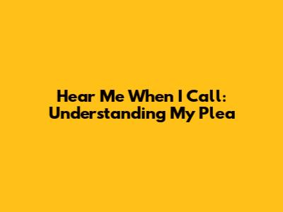 Hear Me When I Call: Understanding My Plea