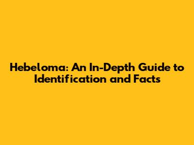 Hebeloma: An In-Depth Guide to Identification and Facts