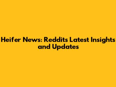 Heifer News: Reddit's Latest Insights and Updates