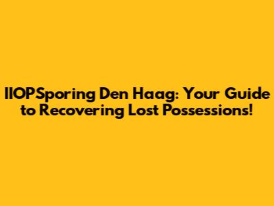 IIOPSporing Den Haag: Your Guide to Recovering Lost Possessions!
