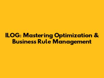 ILOG: Mastering Optimization & Business Rule Management