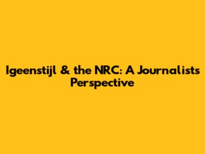 Igeenstijl & the NRC: A Journalist's Perspective