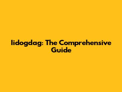 Iidogdag: The Comprehensive Guide