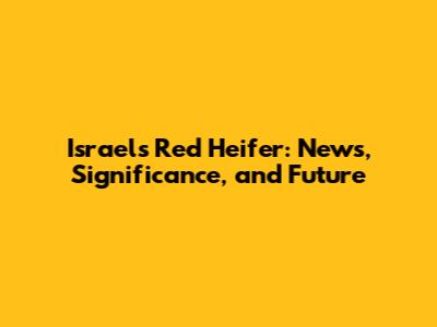 Israel's Red Heifer: News, Significance, and Future