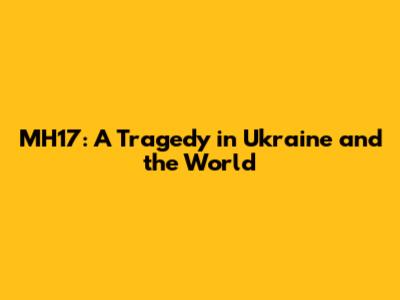 MH17: A Tragedy in Ukraine and the World