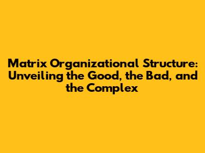 Matrix Organizational Structure: Unveiling the Good, the Bad, and the Complex