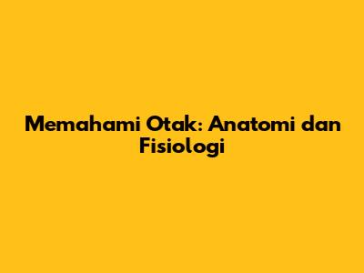 Memahami Otak: Anatomi dan Fisiologi