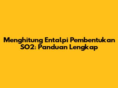 Menghitung Entalpi Pembentukan SO2: Panduan Lengkap