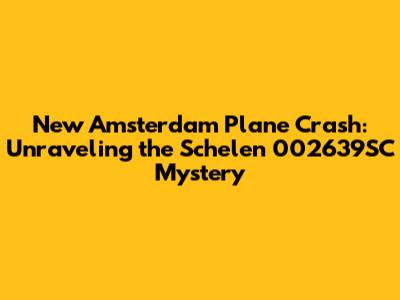 New Amsterdam Plane Crash: Unraveling the Schelen 002639SC Mystery