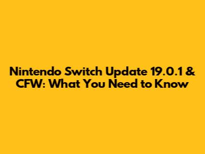 Nintendo Switch Update 19.0.1 & CFW: What You Need to Know