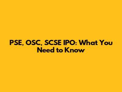 PSE, OSC, SCSE IPO: What You Need to Know