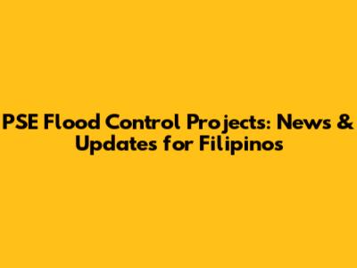 PSE Flood Control Projects: News & Updates for Filipinos