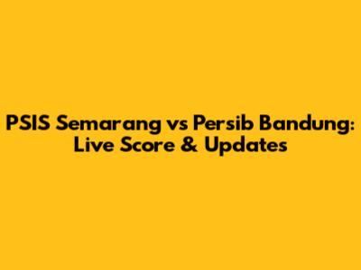 PSIS Semarang vs Persib Bandung: Live Score & Updates