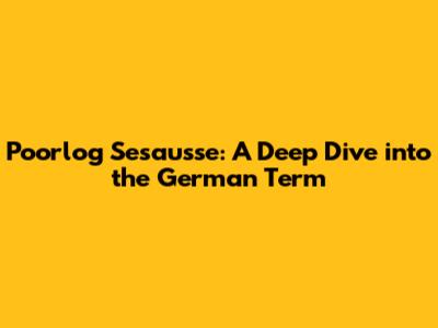 Poorlog Sesausse: A Deep Dive into the German Term