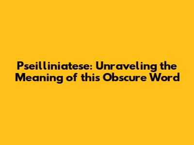 Pseilliniatese: Unraveling the Meaning of this Obscure Word