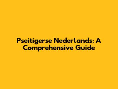 Pseitigerse Nederlands: A Comprehensive Guide